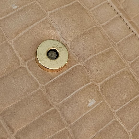 MADE IN ITALY Croc Embossed Ivory Patent Leather Clutch Crossbody - Picture 10 of 13